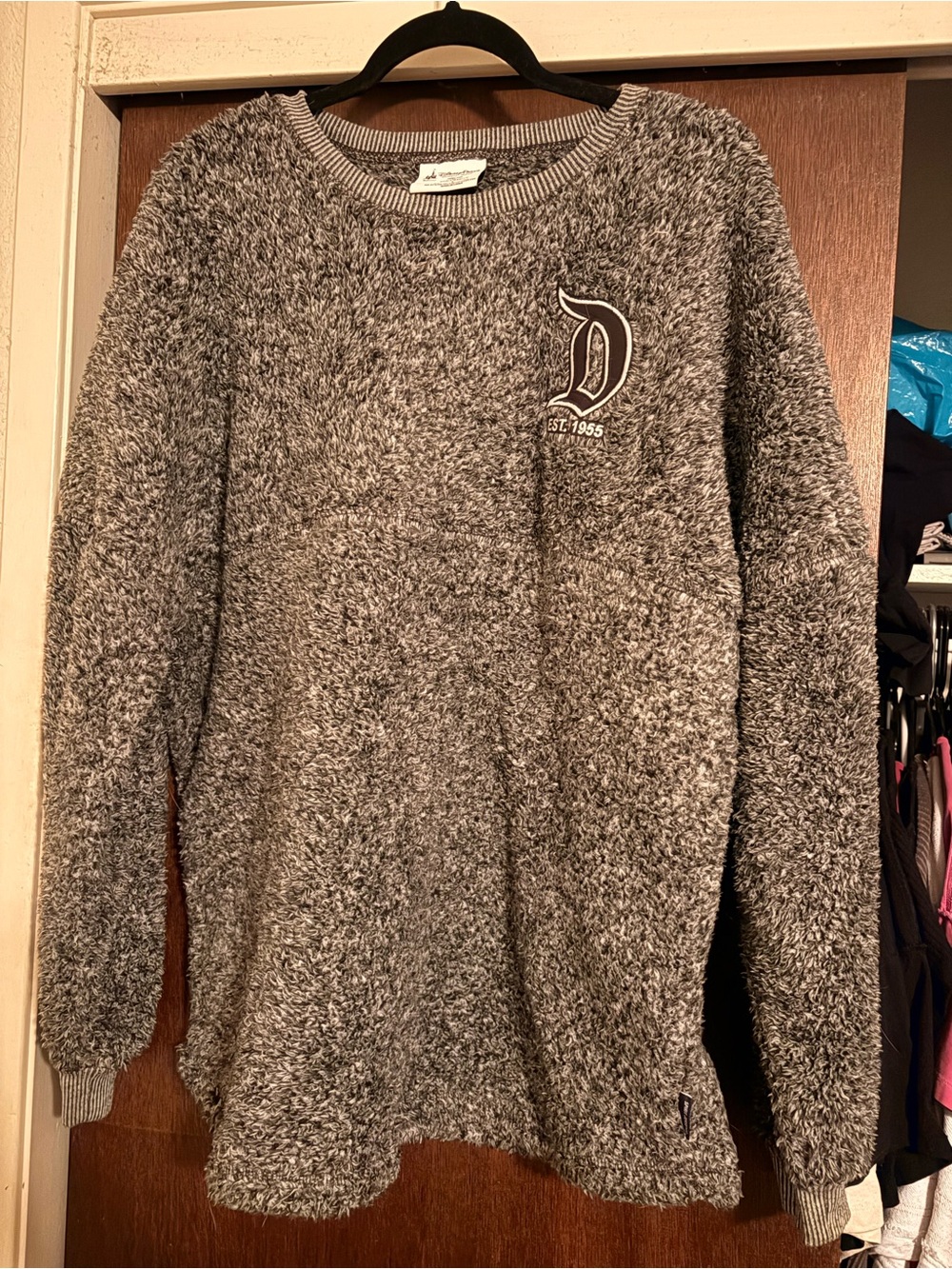 Cozy Gray Fuzzy Crewneck Sweater